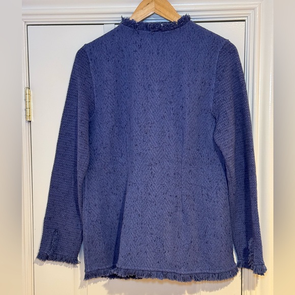 NWT Nic + Zoe Fringe Mix Knit Blazer in Cornflower All Season - Picture 7 of 11